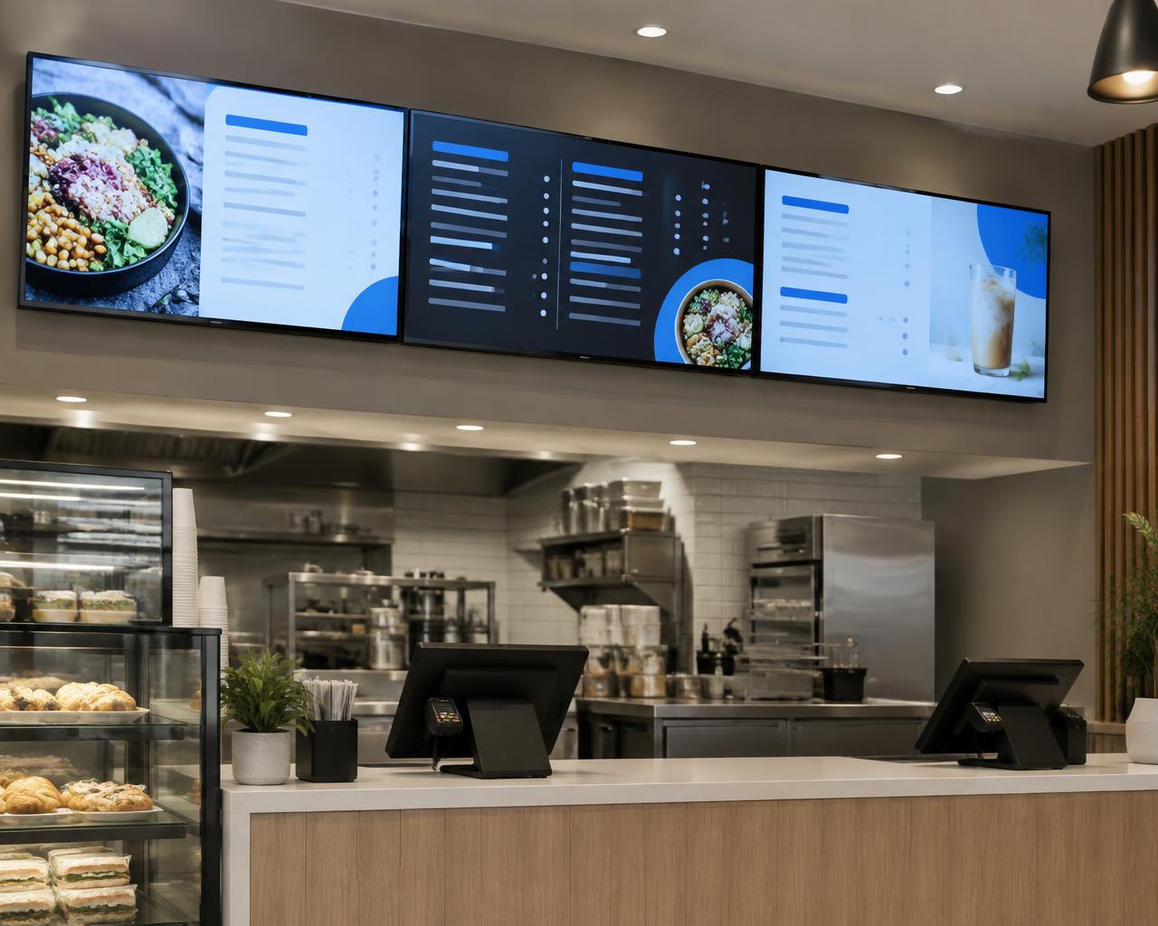 Écrans menu dans un restaurant